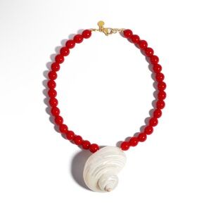 Mayamar Cherry Red Beaded Shell Necklace
